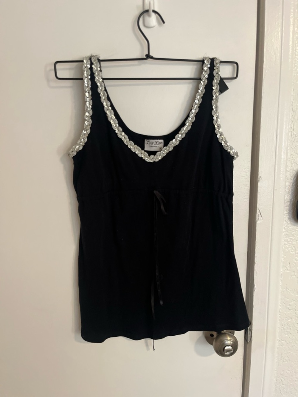 Lily Rose Black Camisole with Silver Sequin Trim
